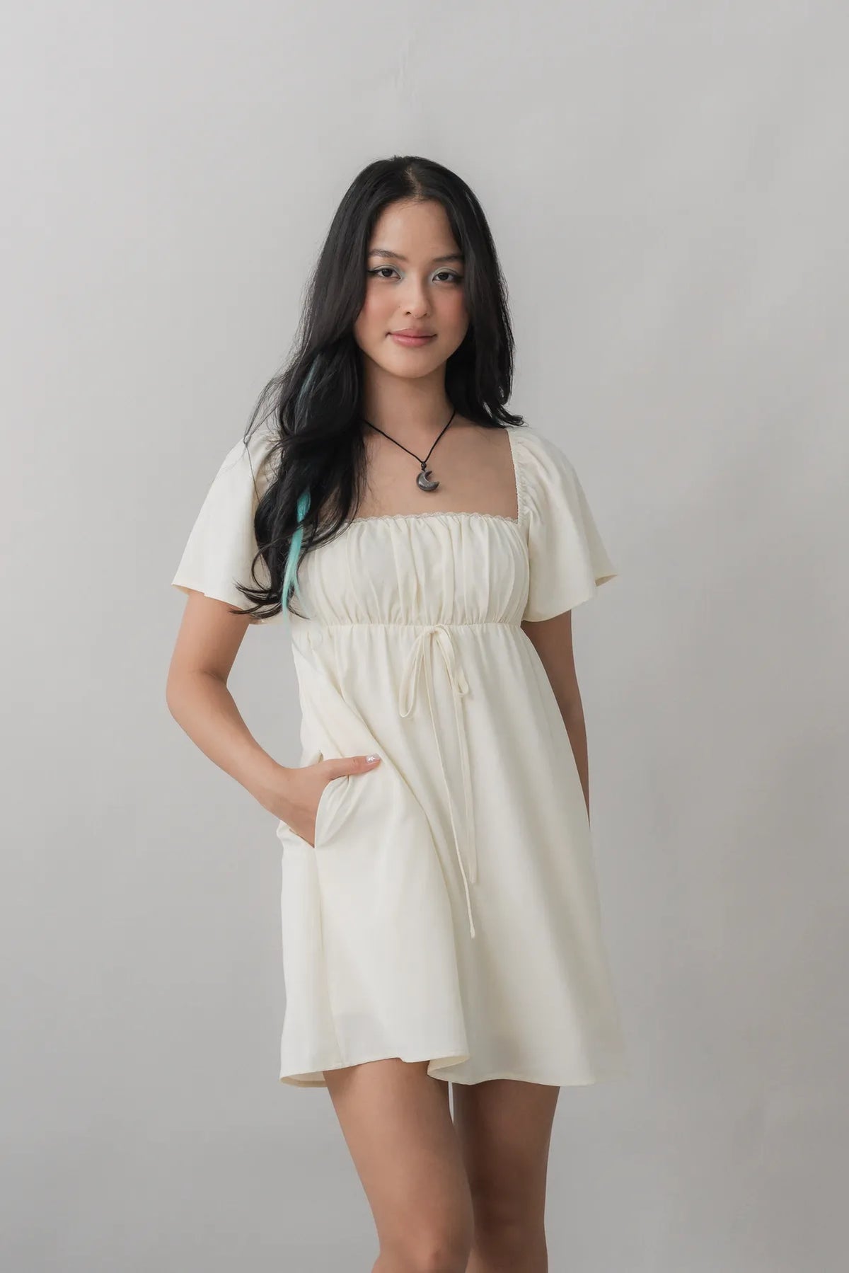 Kiara Flutter Sleeves Padded Babydoll Romper Dress