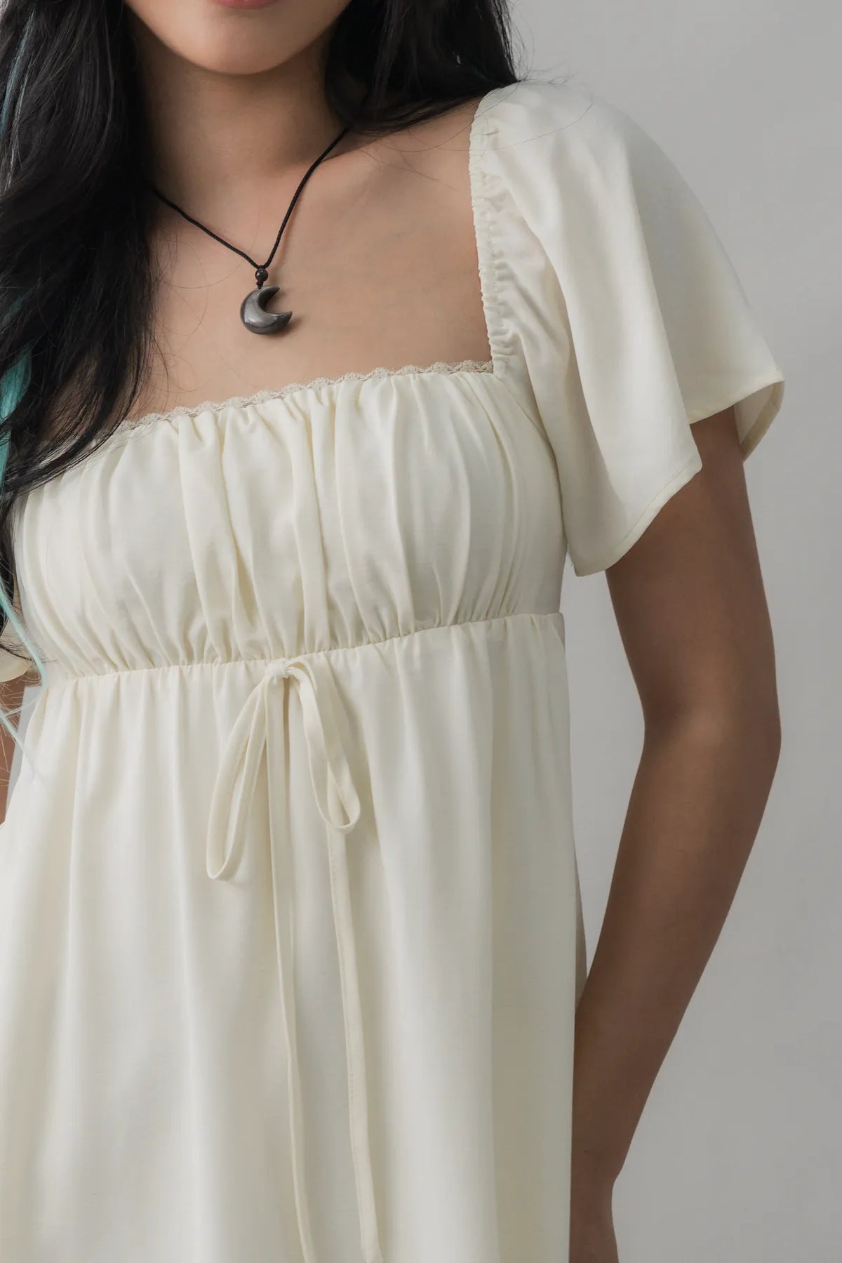 Kiara Flutter Sleeves Padded Babydoll Romper Dress