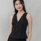 Evelyn Pintuck Lace Trim Padded Vest Top