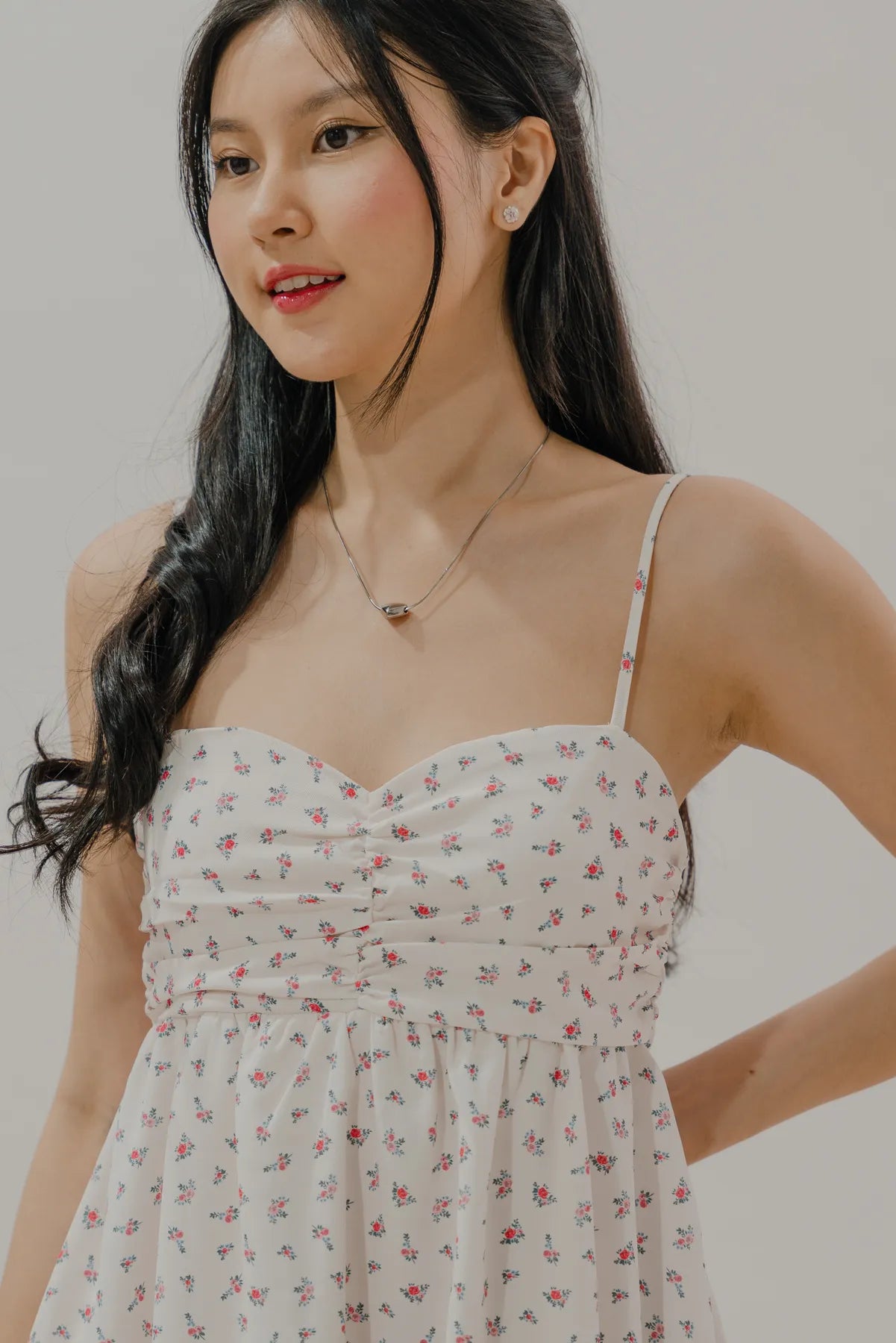 Yuna Bubble Hem Padded Mini Dress in Wildflower