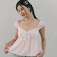 Polly Contrast Trim Padded Sleeved Top