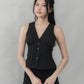 Evelyn Pintuck Lace Trim Padded Vest Top
