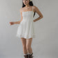 Elysia Ribbon Pintuck Padded Mini Romper Dress