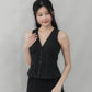 Evelyn Pintuck Lace Trim Padded Vest Top