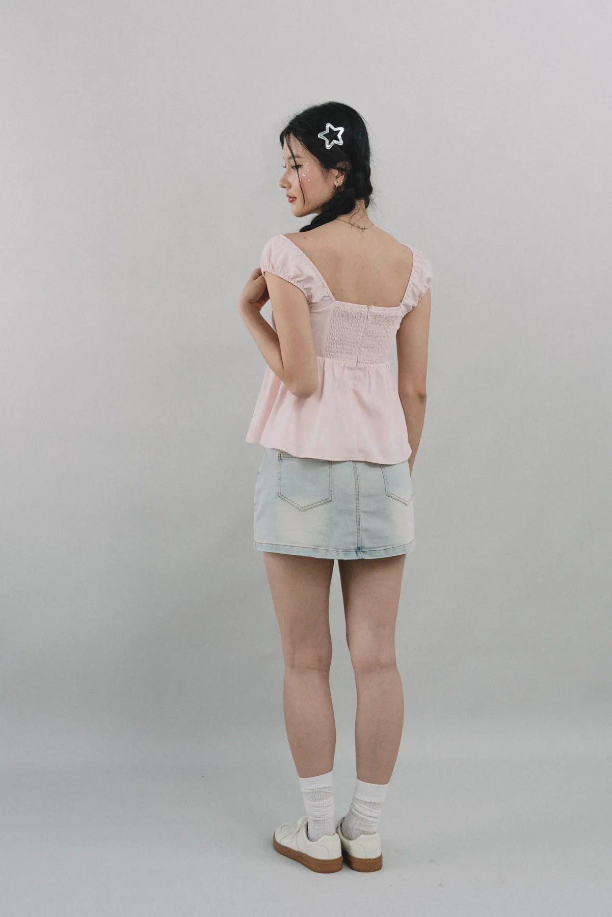 Polly Contrast Trim Padded Sleeved Top