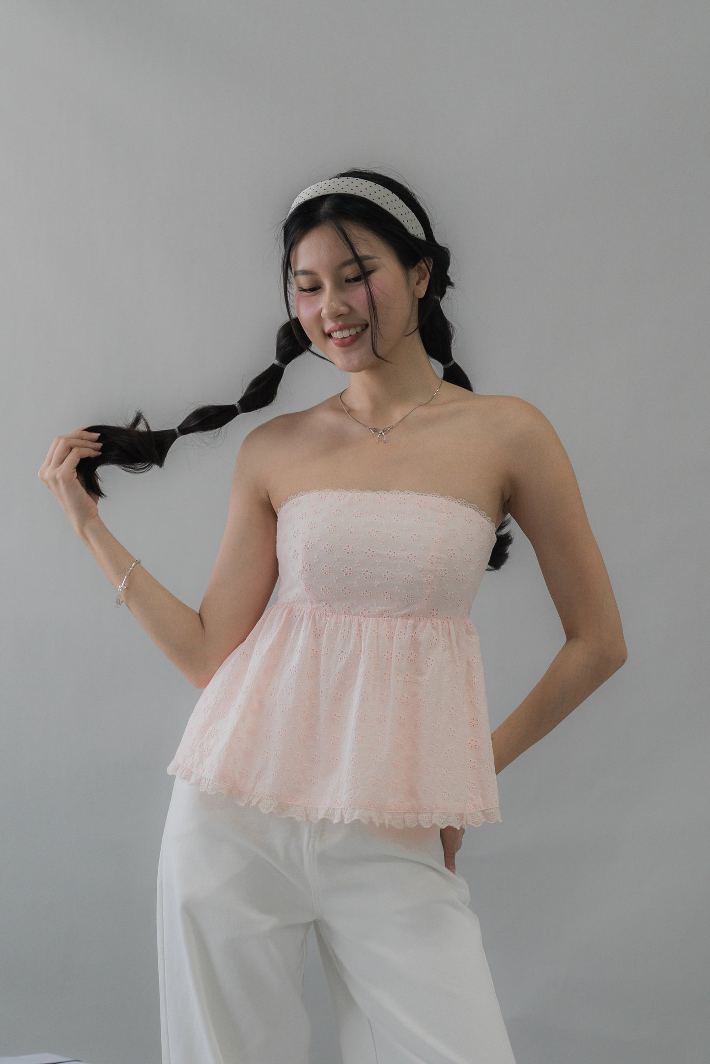 Jolyn Eyelet Babydoll Padded Top