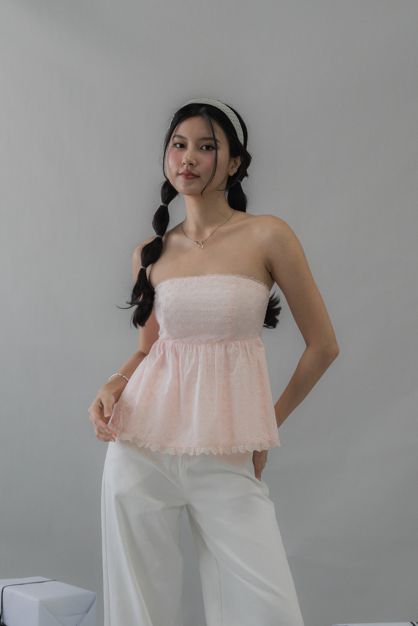 Jolyn Eyelet Babydoll Padded Top