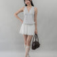 Evelyn Pintuck Lace Trim Padded Vest Top