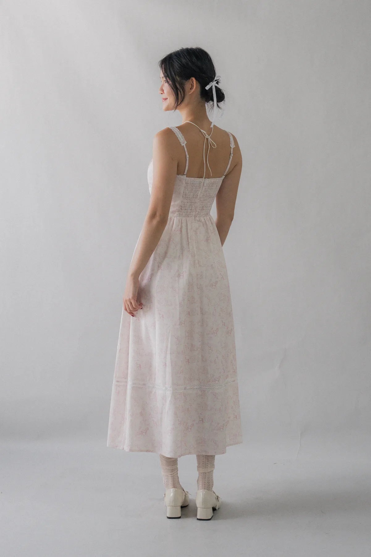 Ava Padded Pintuck Long Dress