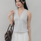 Evelyn Pintuck Lace Trim Padded Vest Top