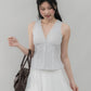 Evelyn Pintuck Lace Trim Padded Vest Top