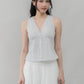 Evelyn Pintuck Lace Trim Padded Vest Top