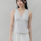 Evelyn Pintuck Lace Trim Padded Vest Top