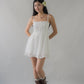 Elysia Ribbon Pintuck Padded Mini Romper Dress