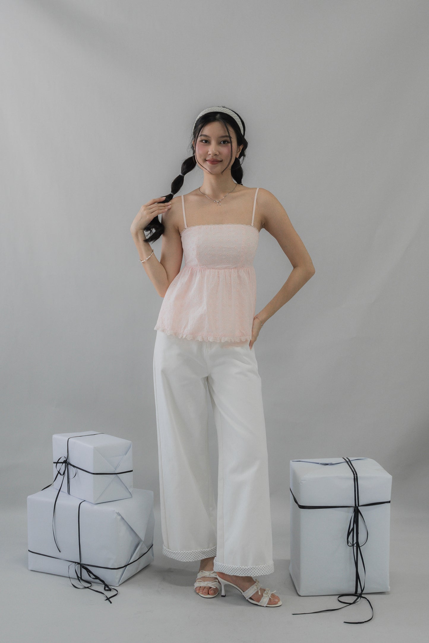 Jolyn Eyelet Babydoll Padded Top