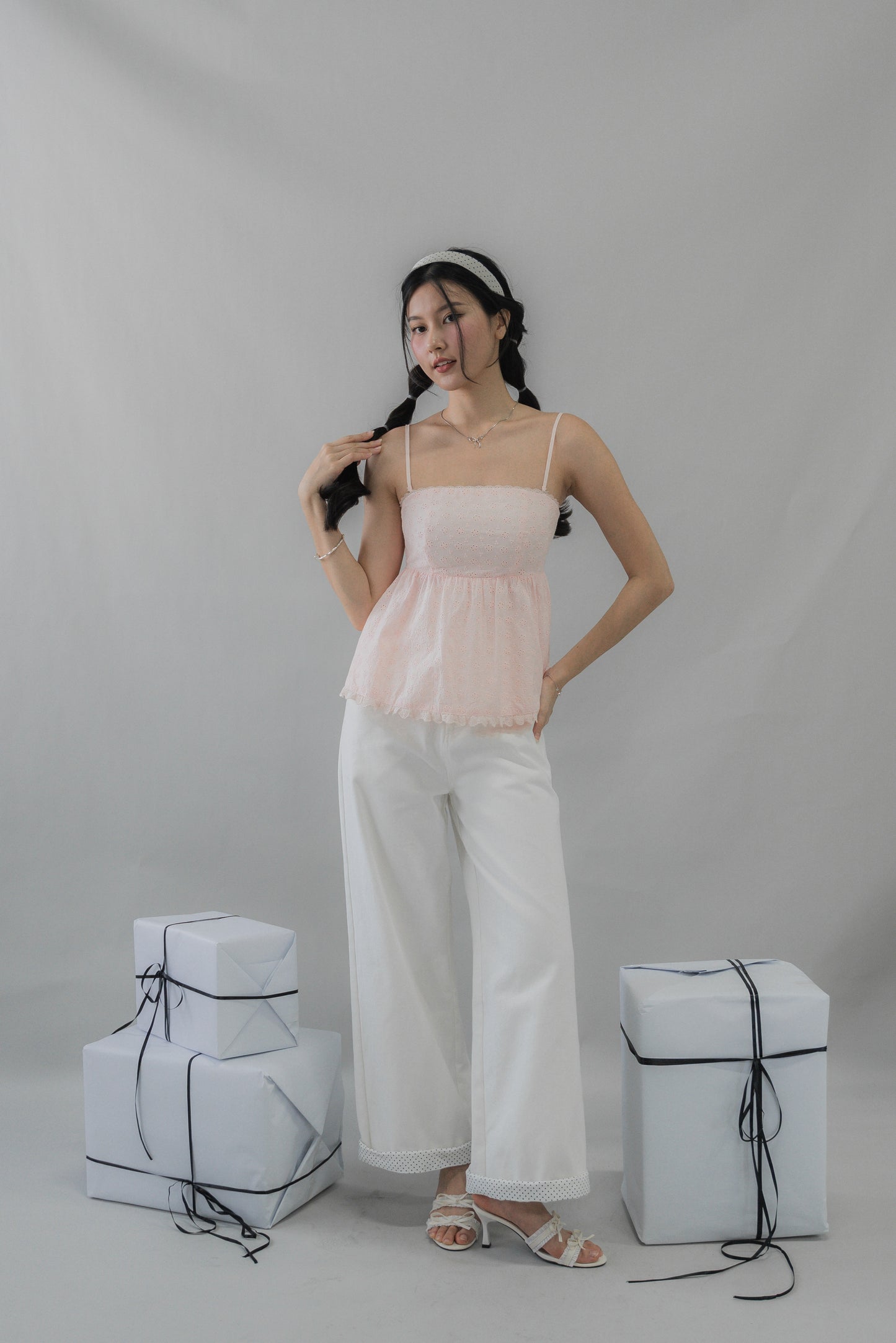 Jolyn Eyelet Babydoll Padded Top