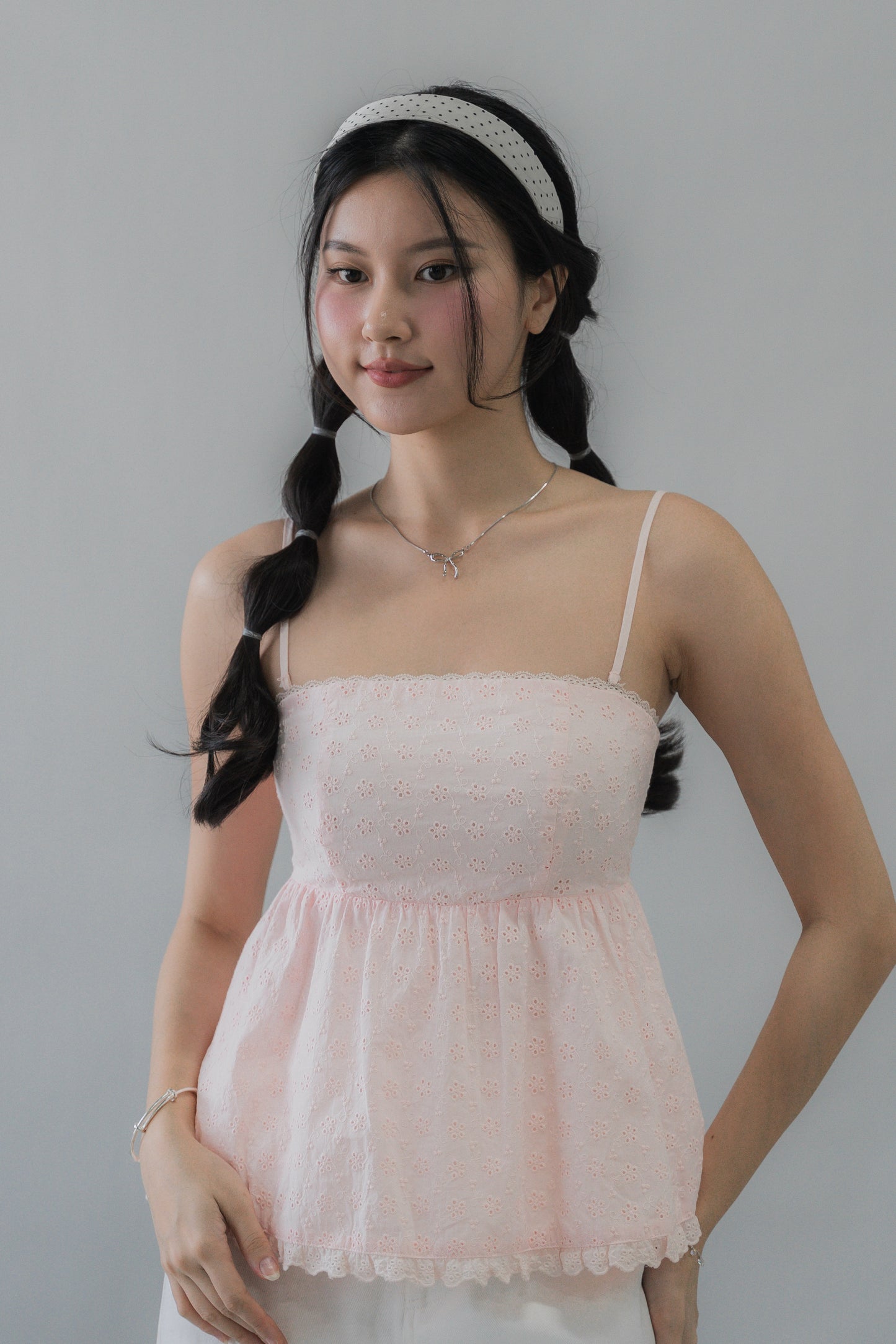 Jolyn Eyelet Babydoll Padded Top