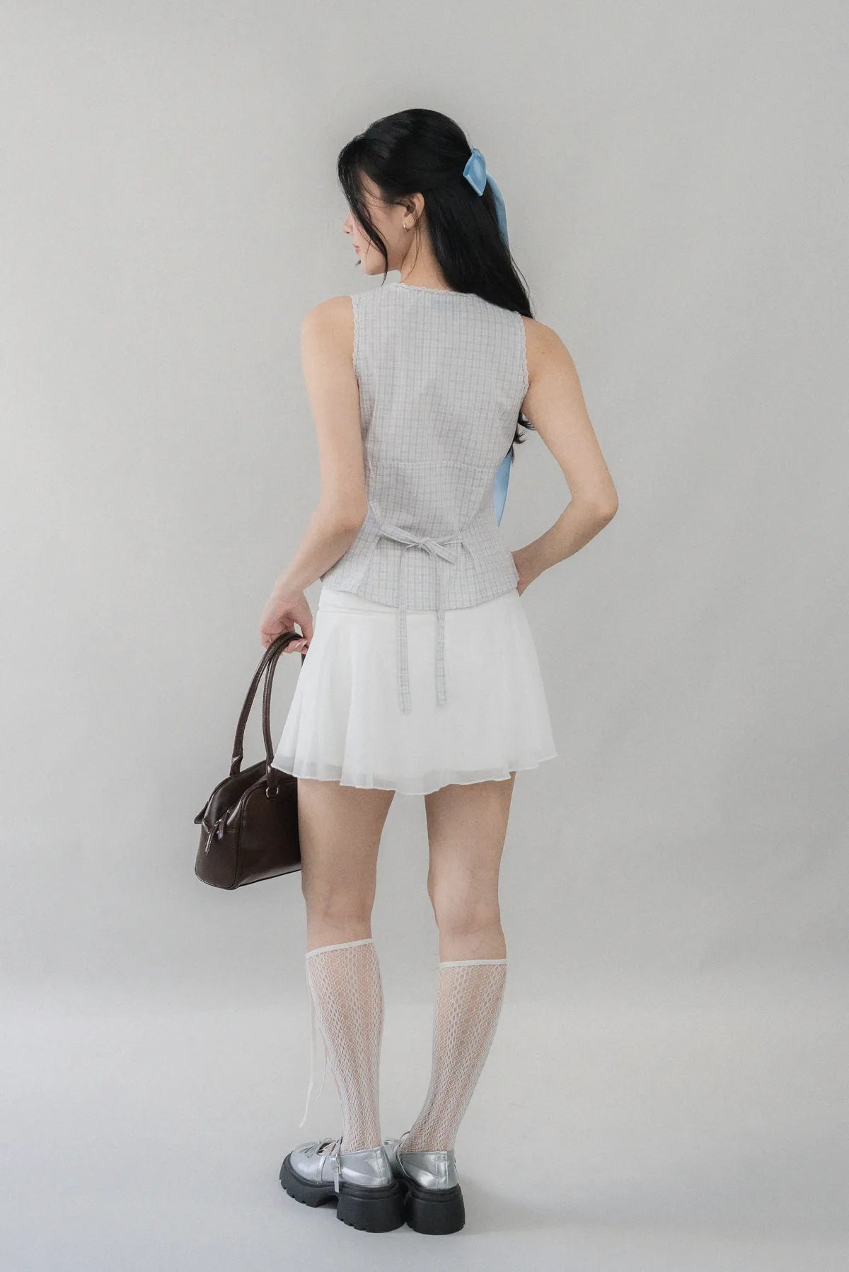 Evelyn Pintuck Lace Trim Padded Vest Top