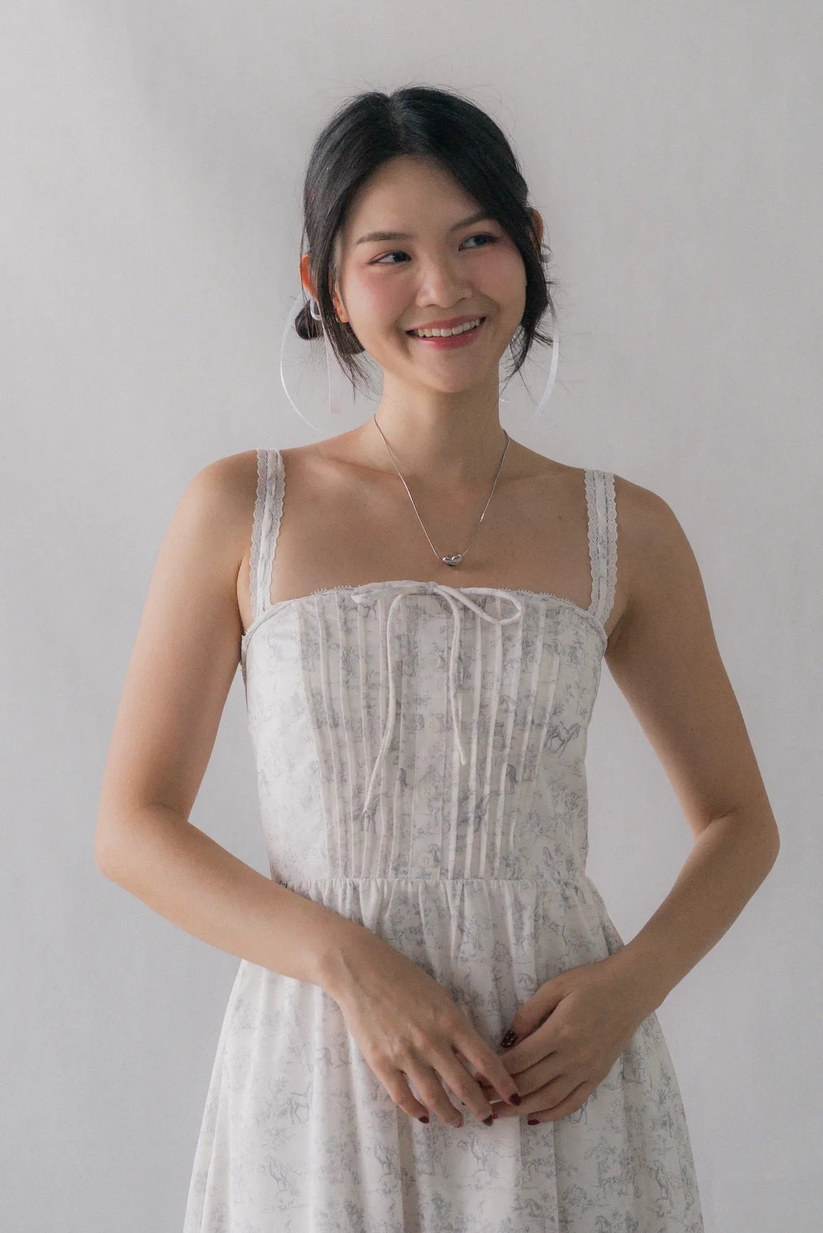 Ava Padded Pintuck Long Dress