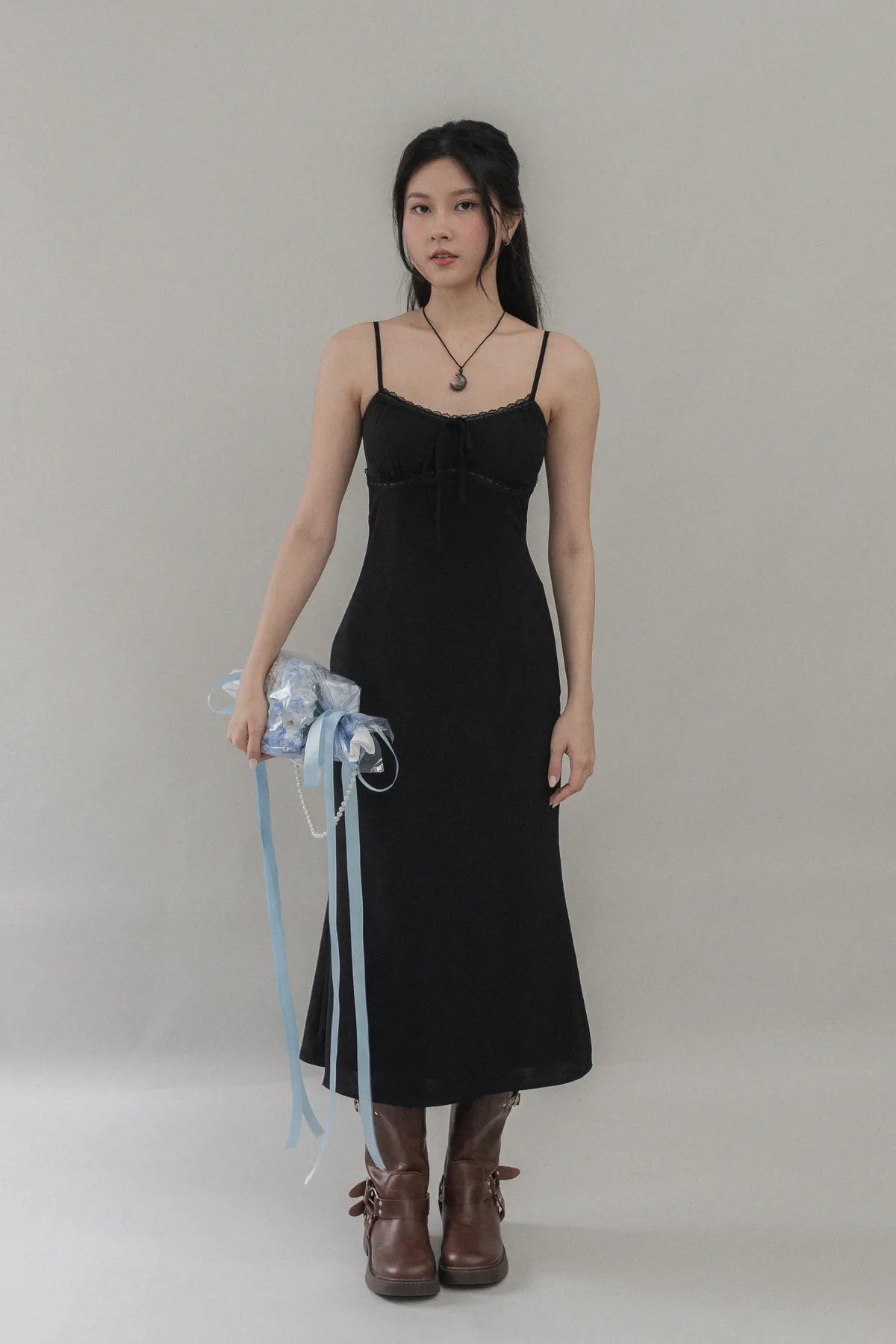 Christine Strappy Padded Lace Ribbon Dress