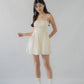 Elysia Ribbon Pintuck Padded Mini Romper Dress