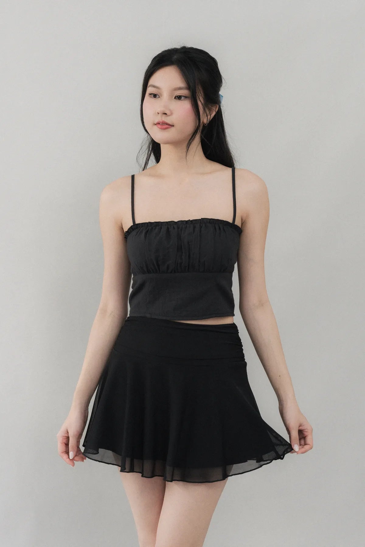 [CLOUD MESH] Brody Luxe Mesh Ruched Skorts