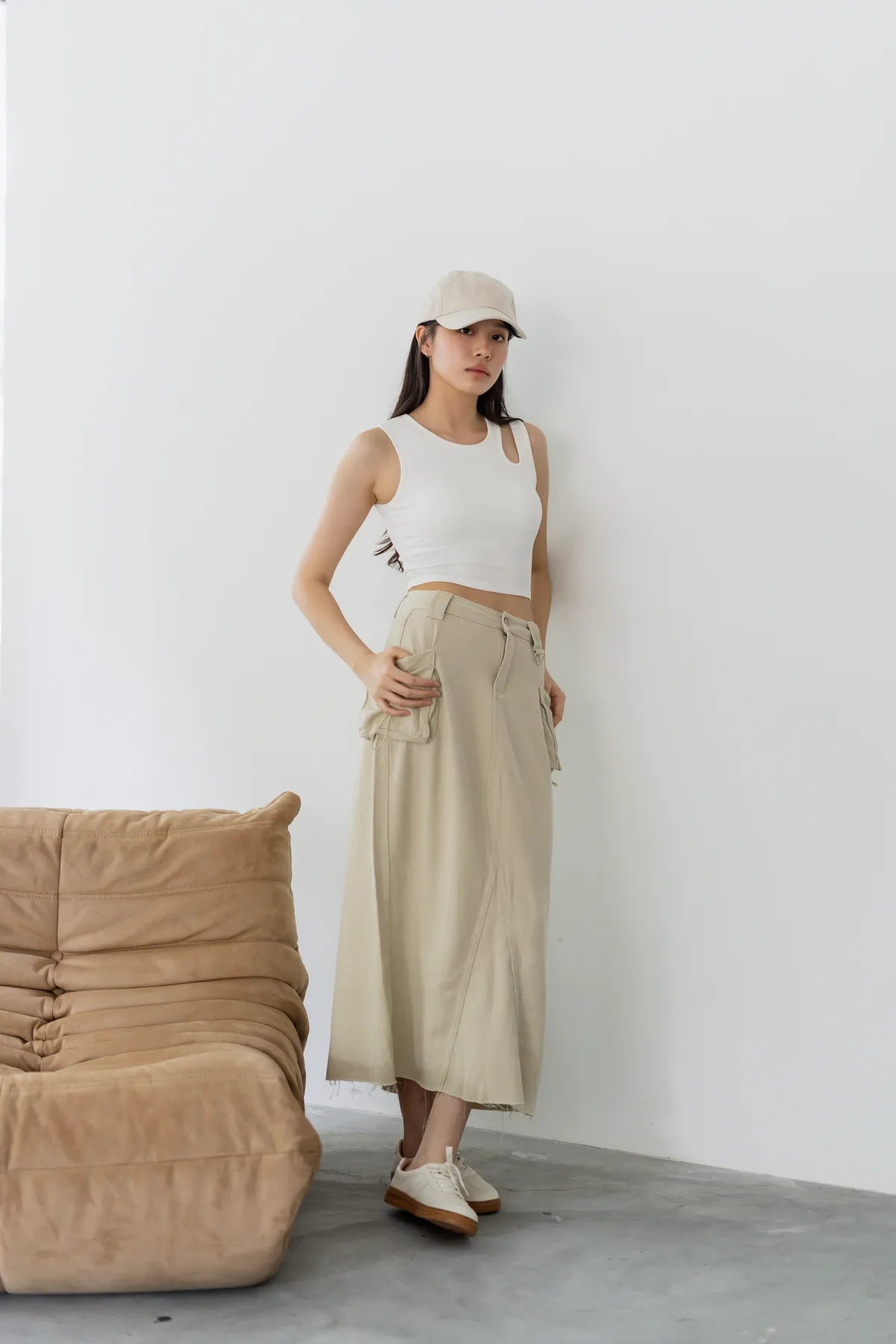 Alexia Cargo Denim Maxi Skirt