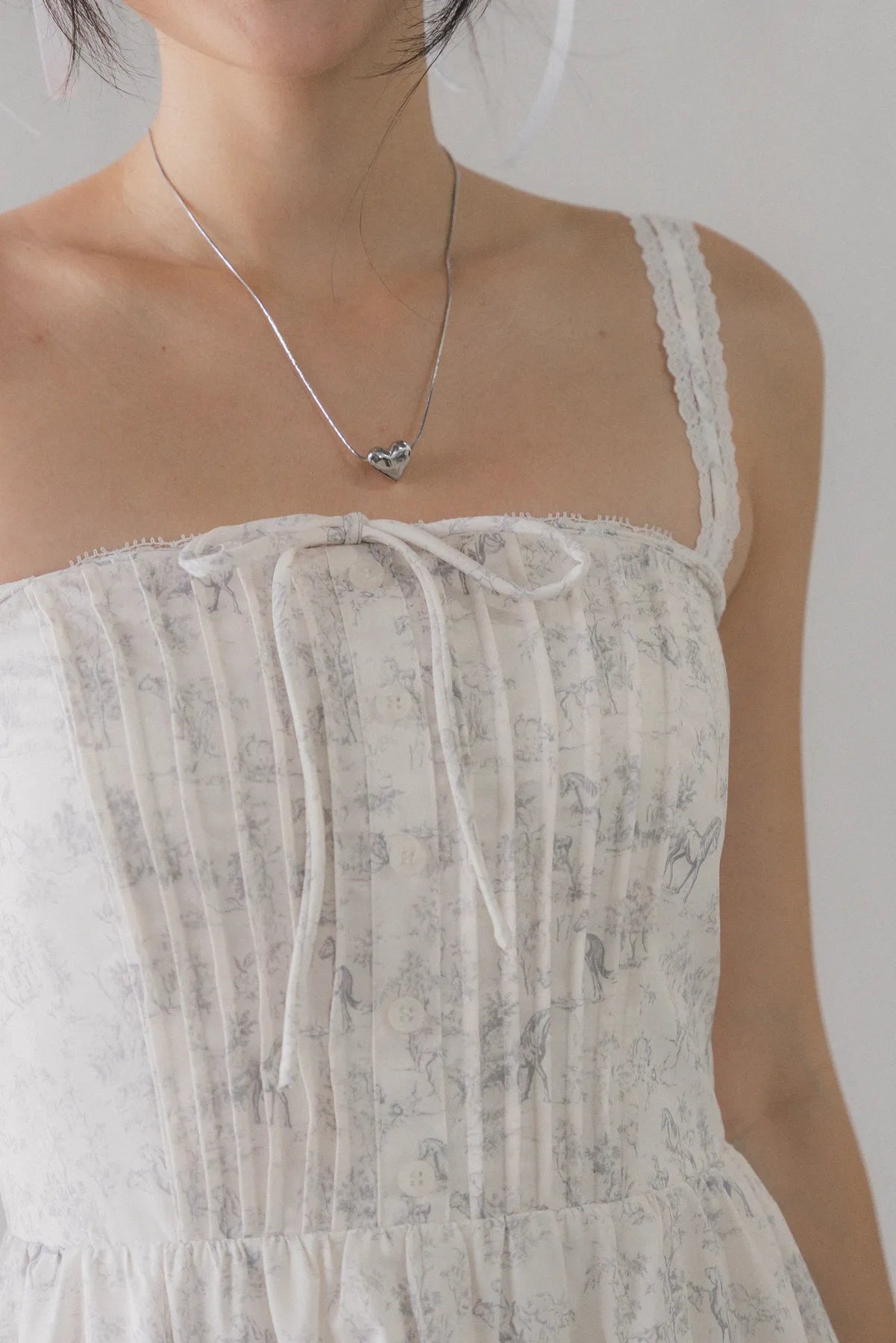 Ava Padded Pintuck Long Dress