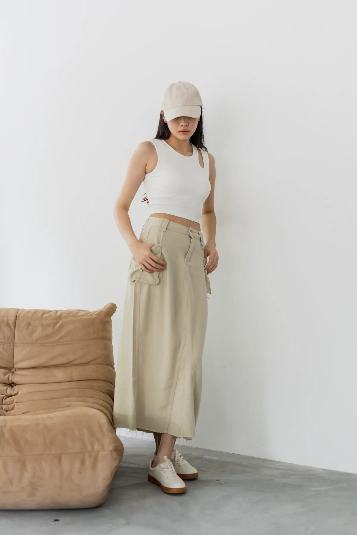 Alexia Cargo Denim Maxi Skirt