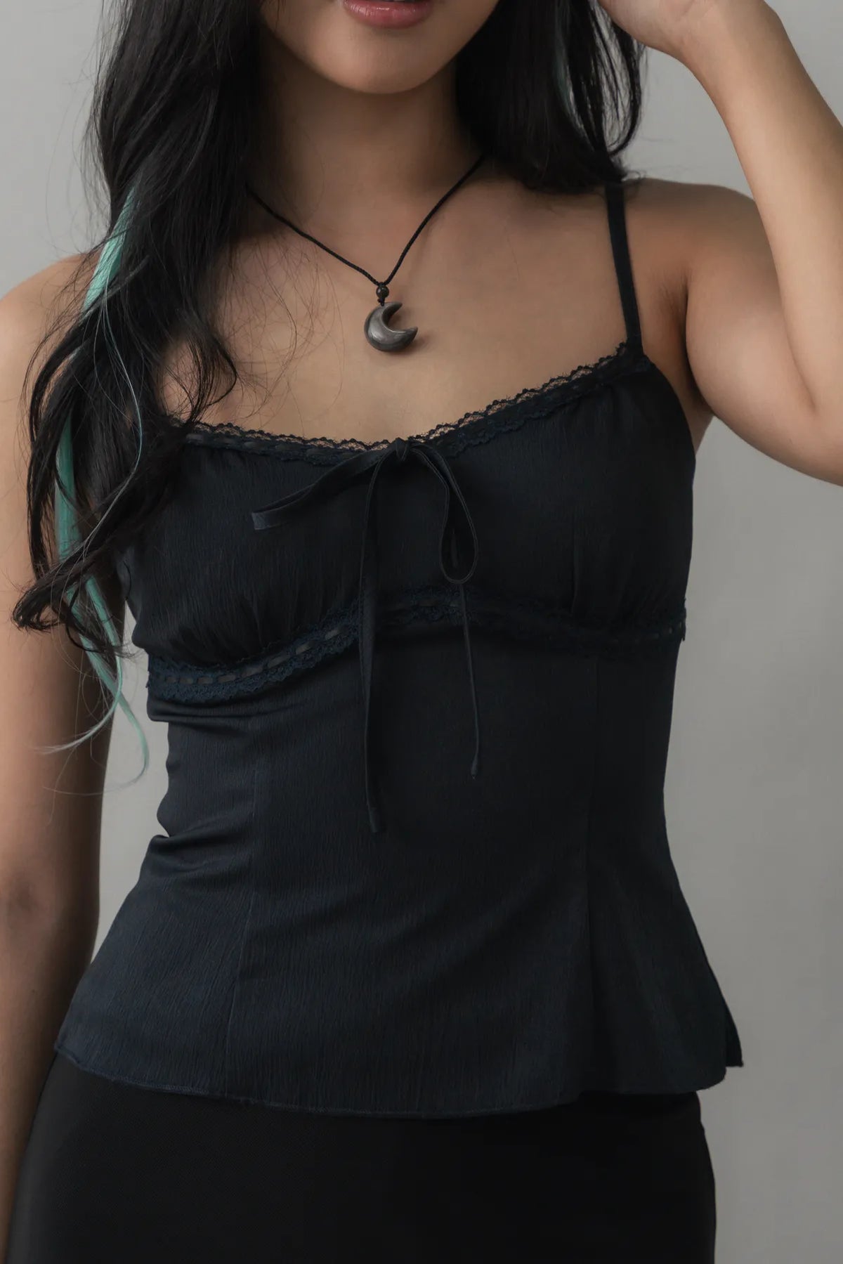 Christine Lace Ribbon Padded Tank Top