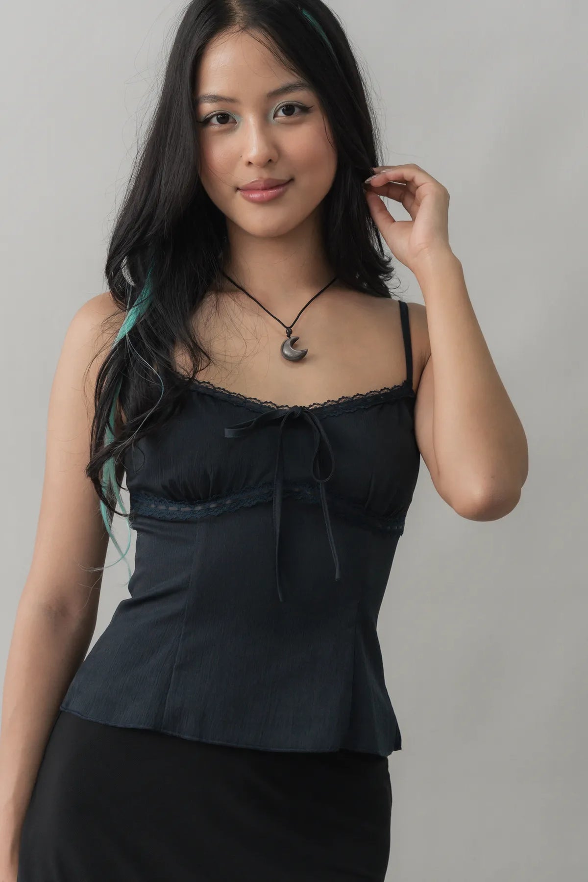 Christine Lace Ribbon Padded Tank Top