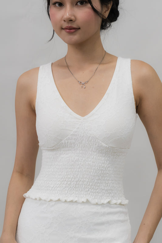 [CLOUD MESH] Angel Padded Lace Smock Top