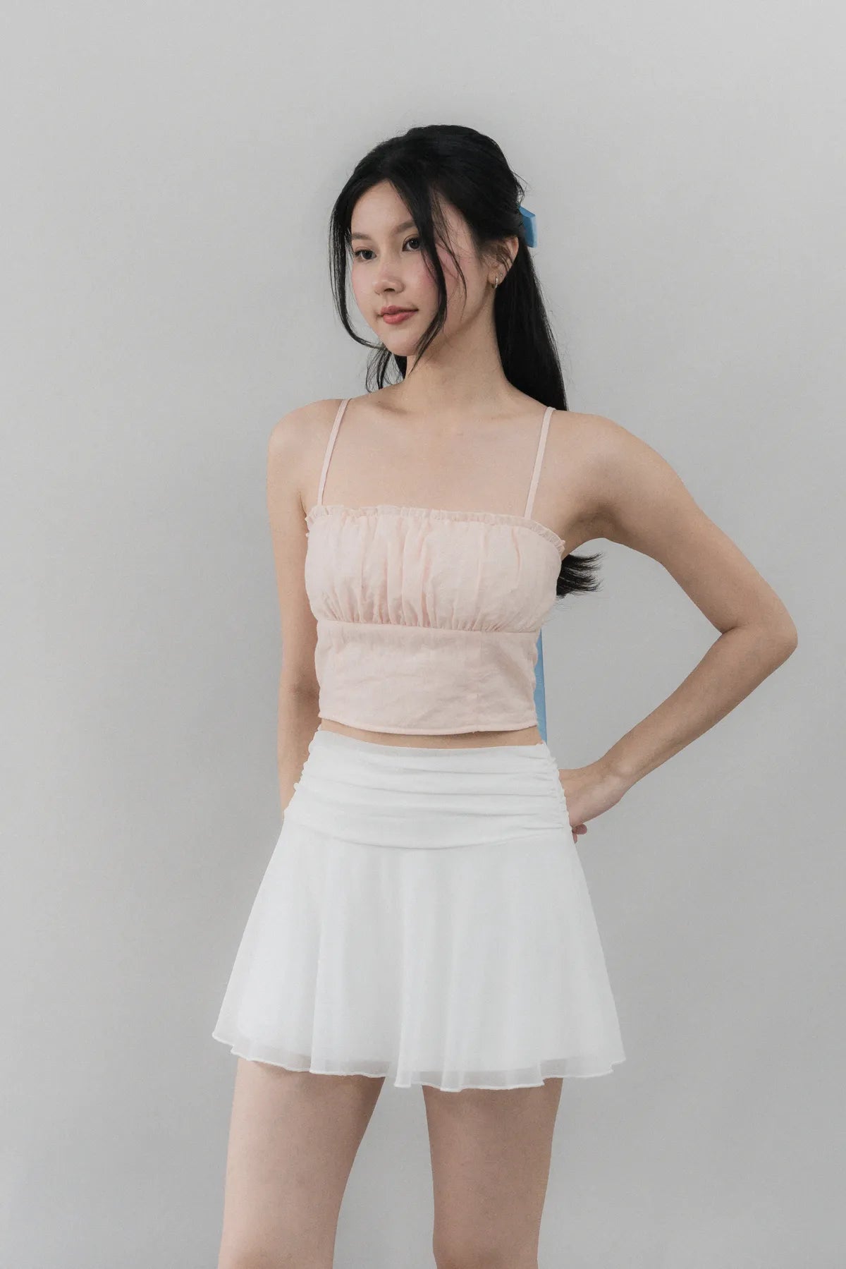 [CLOUD MESH] Brody Luxe Mesh Ruched Skorts