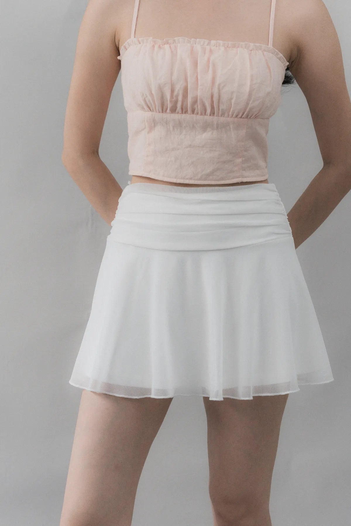 [CLOUD MESH] Brody Luxe Mesh Ruched Skorts