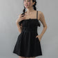 Elysia Ribbon Pintuck Padded Mini Romper Dress