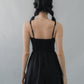 Elysia Ribbon Pintuck Padded Mini Romper Dress