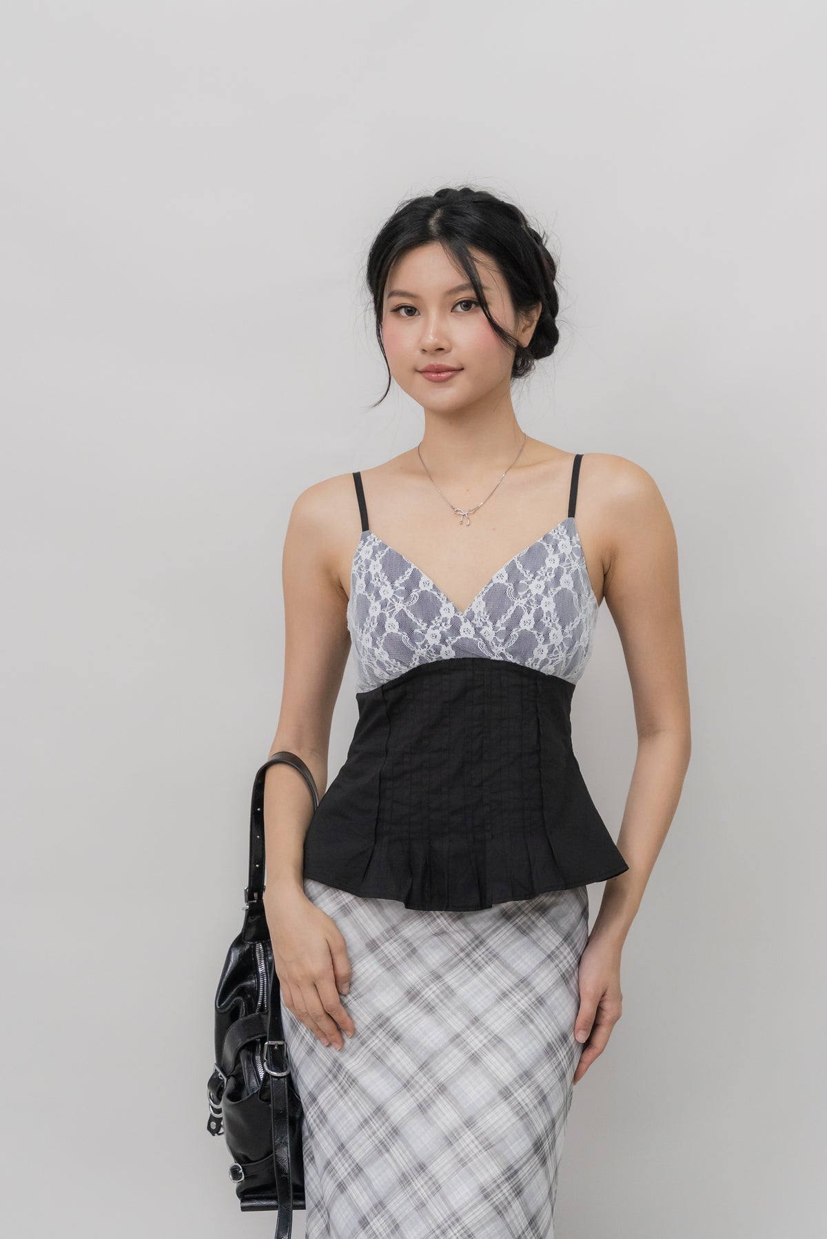 Ines Lace Padded Pintuck Top