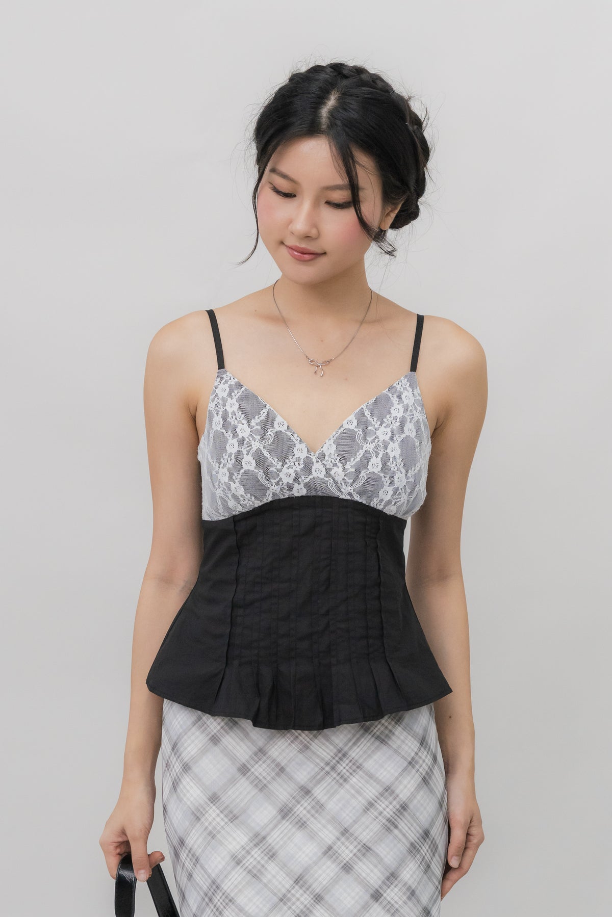 Ines Lace Padded Pintuck Top