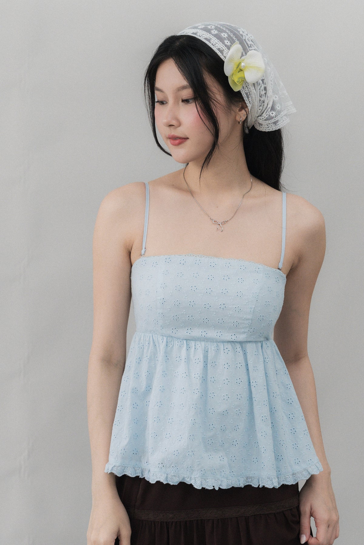 Jolyn Eyelet Babydoll Padded Top
