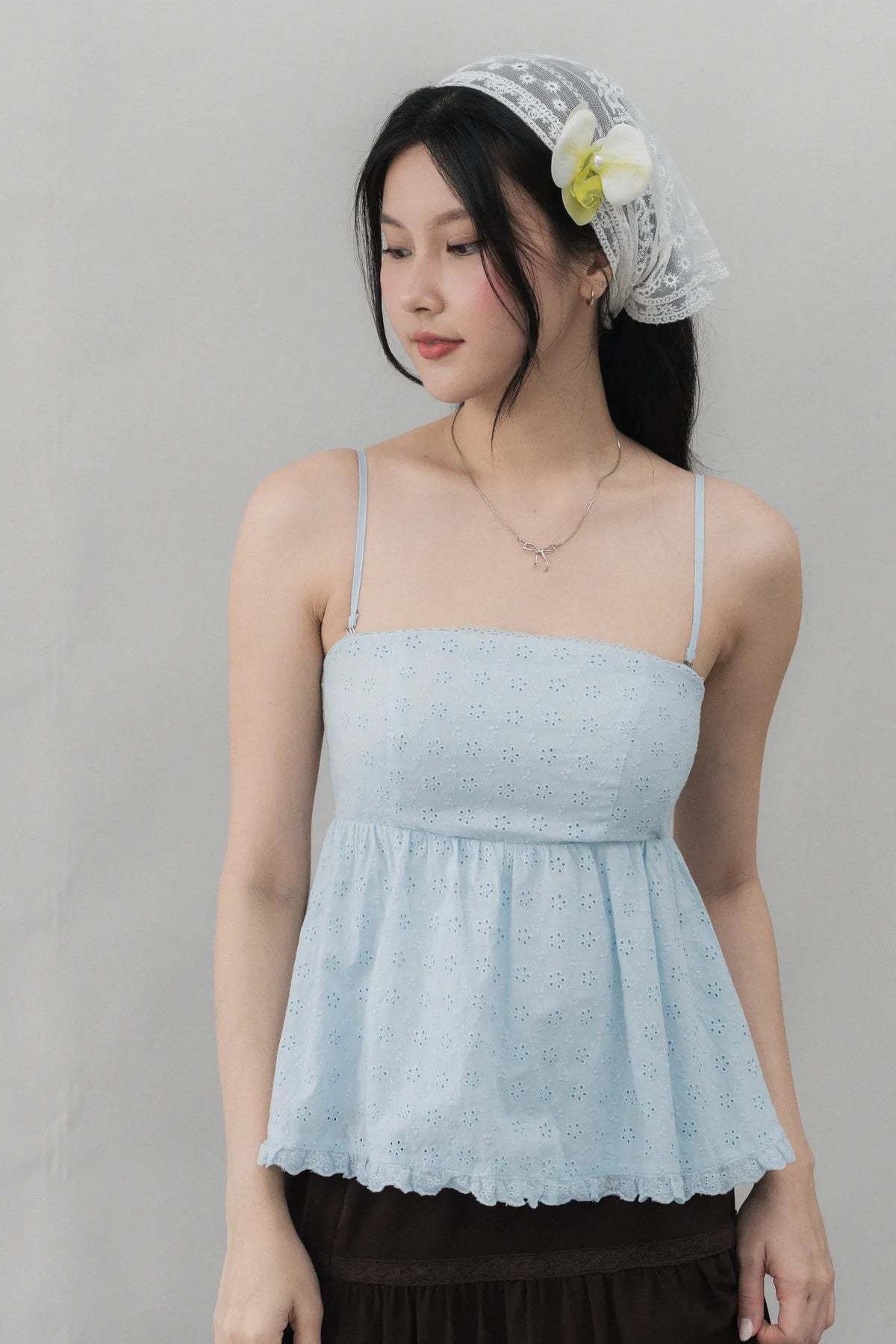 Jolyn Eyelet Babydoll Padded Top