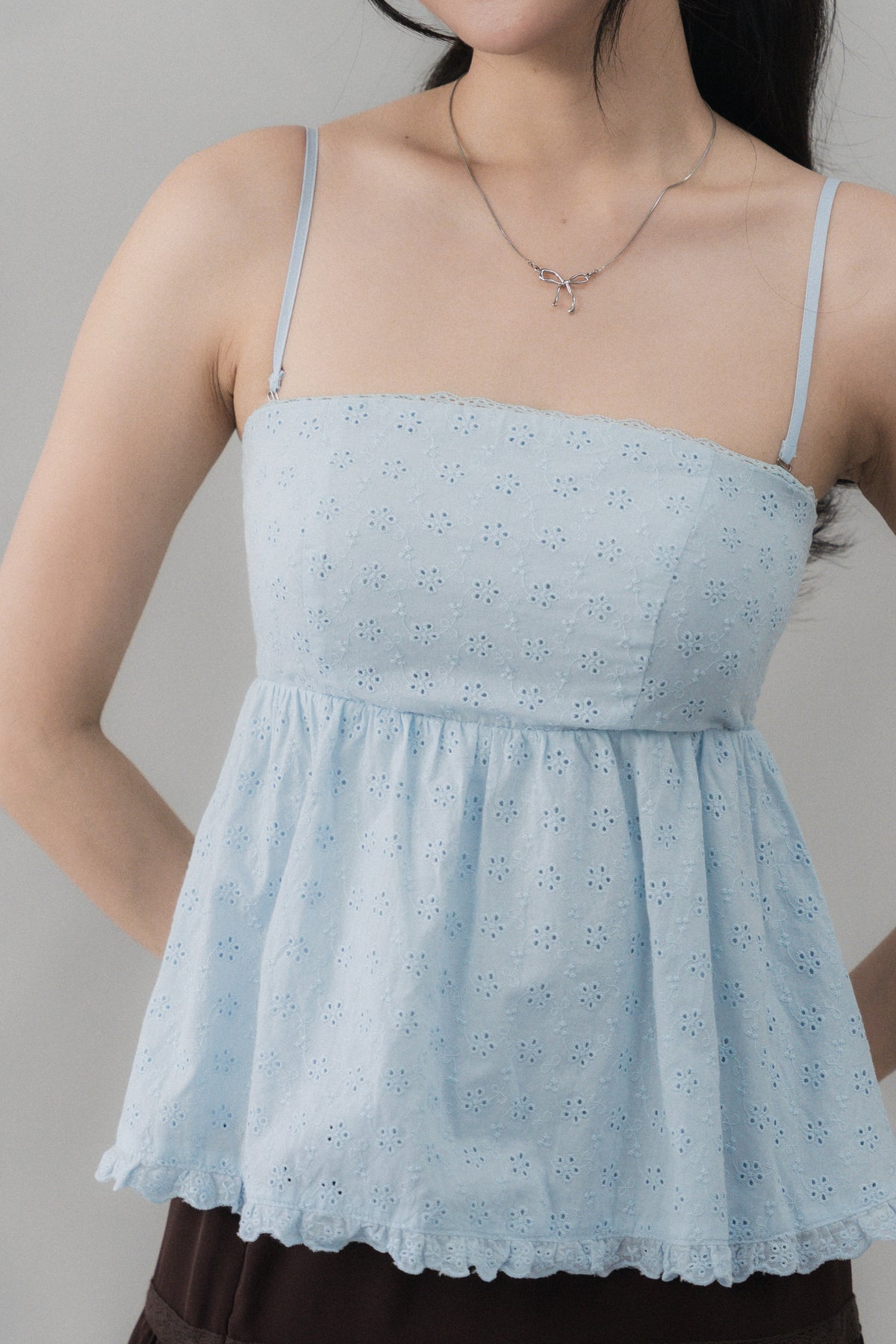 Jolyn Eyelet Babydoll Padded Top