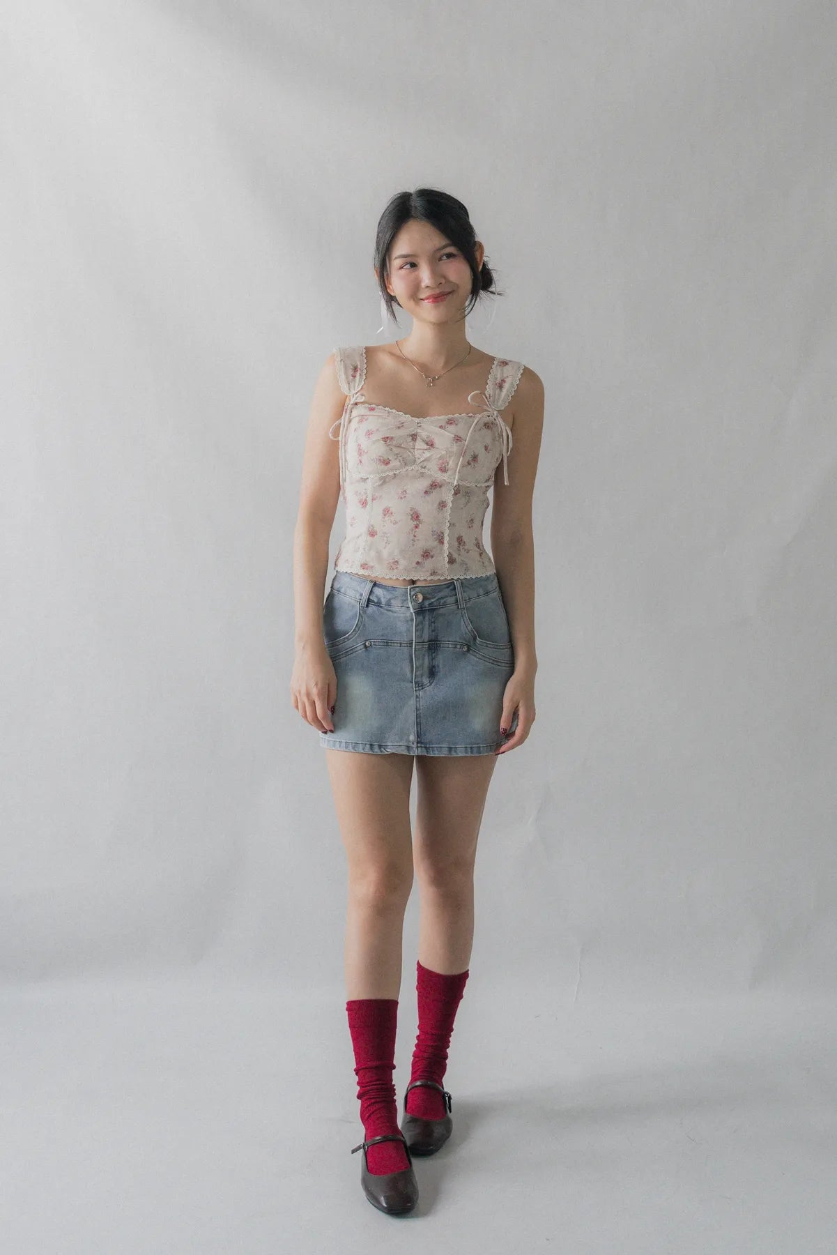 Elora Padded Ribbon Tie Top