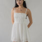 Elysia Ribbon Pintuck Padded Mini Romper Dress