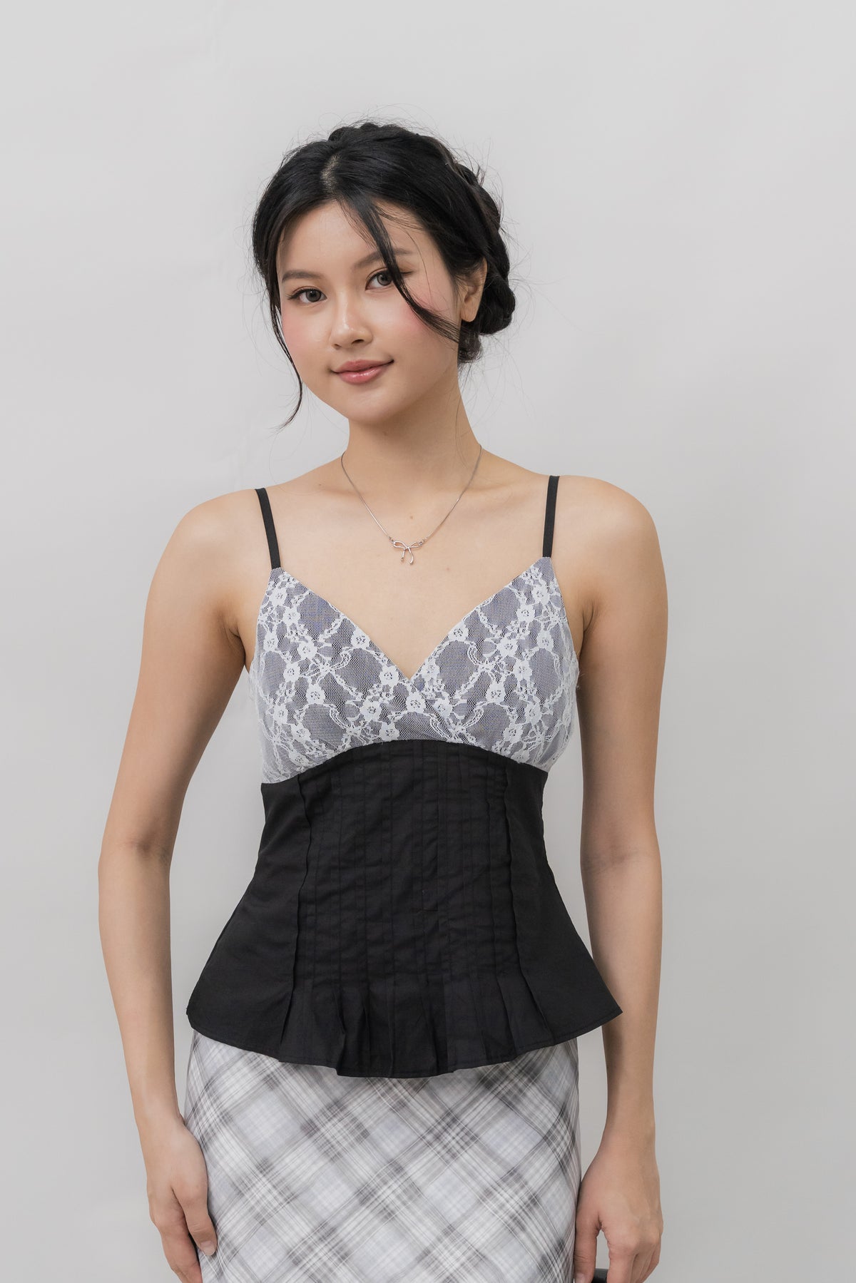 Ines Lace Padded Pintuck Top