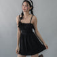 Elysia Ribbon Pintuck Padded Mini Romper Dress