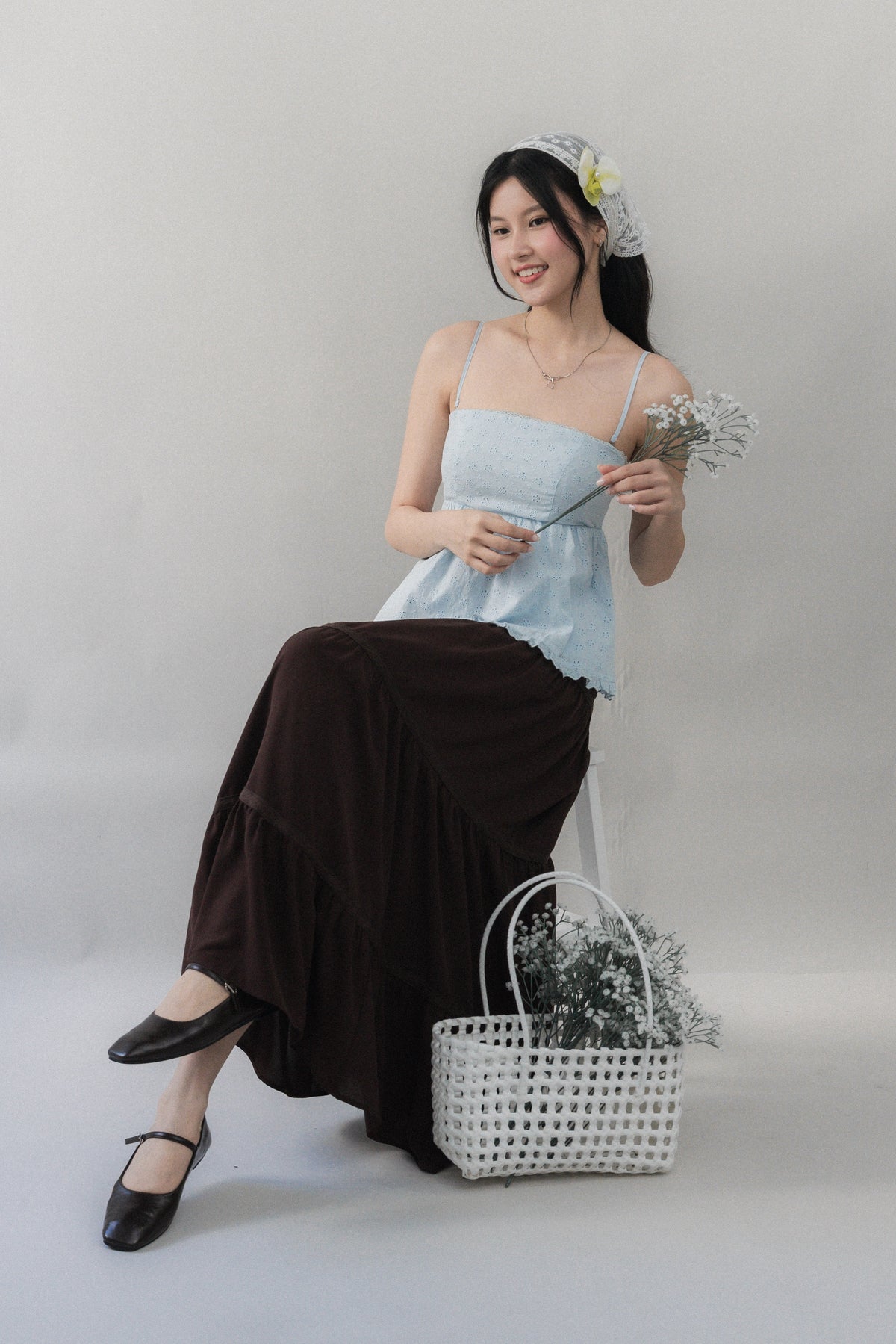 Jolyn Eyelet Babydoll Padded Top