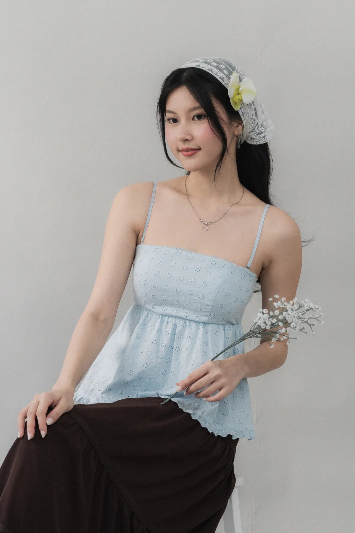 Jolyn Eyelet Babydoll Padded Top