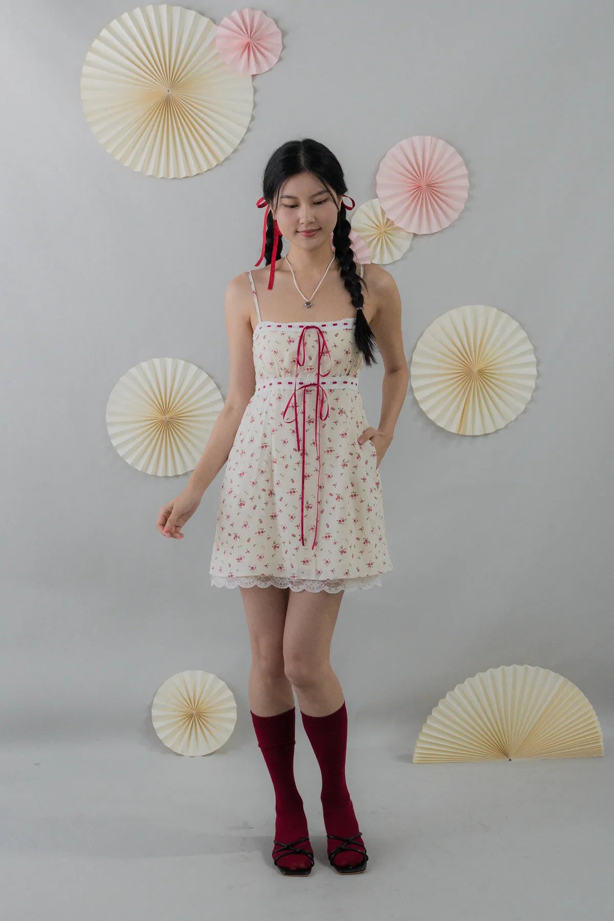 [COL FUKU] Ariana Padded Mini Ribbon Dress