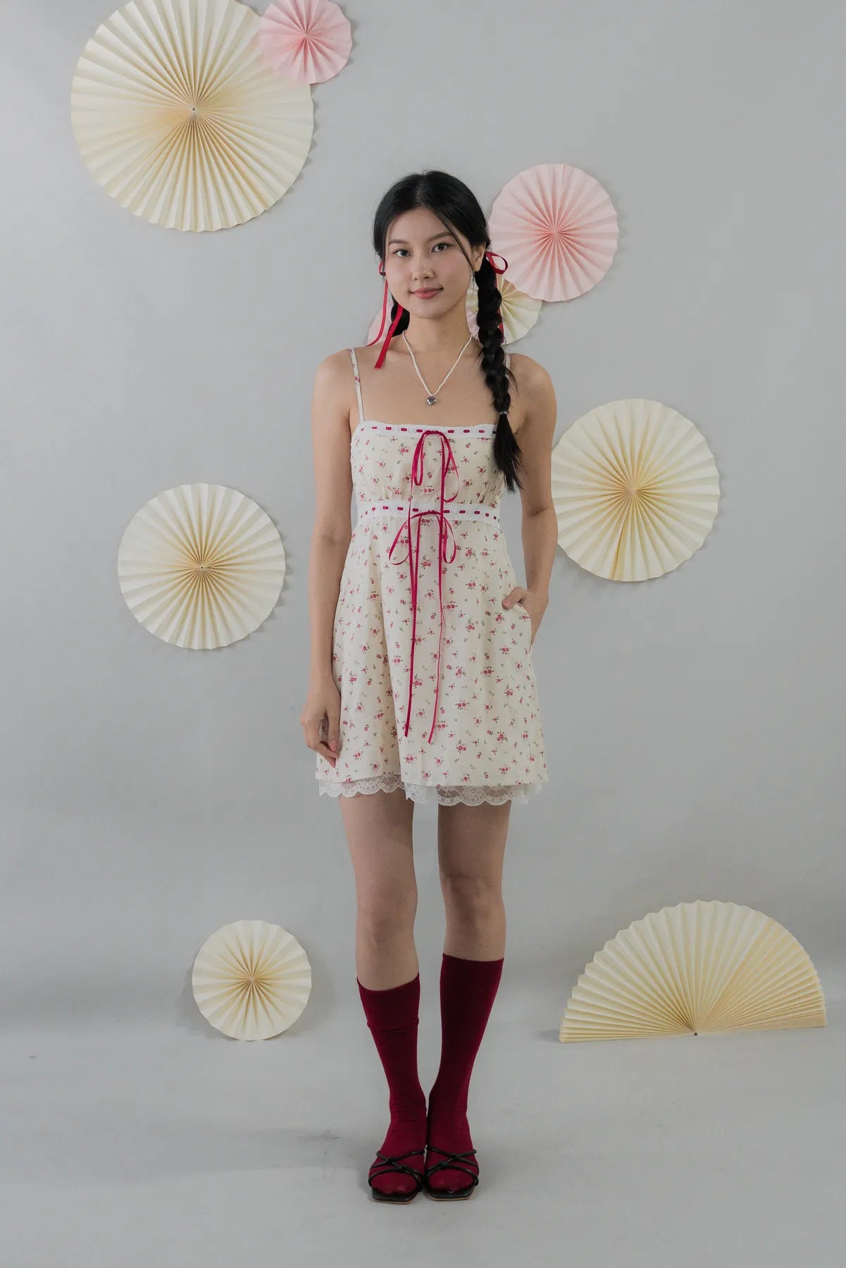 [COL FUKU] Ariana Padded Mini Ribbon Dress