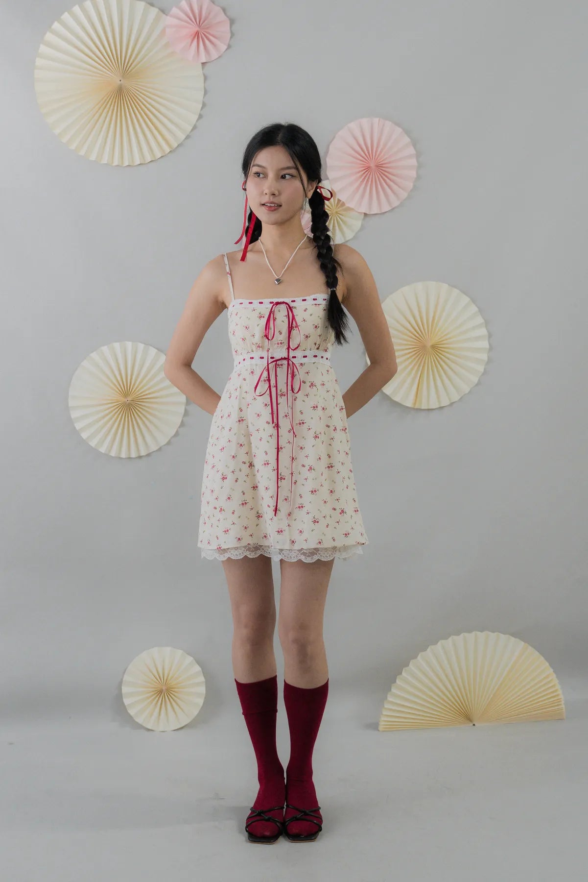 [COL FUKU] Ariana Padded Mini Ribbon Dress